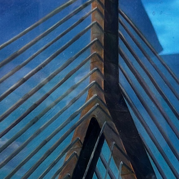 Boston Zakim Bridge with gold frame 19x23" - Picture 6 of 6